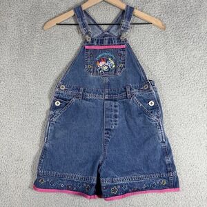 Vintage Cartoon Network 7/8 Powerpuff Girls Denim Overalls Shorts Shortalls